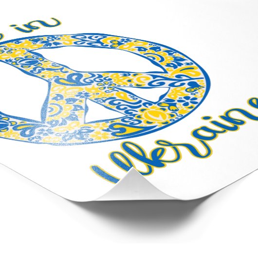 Pacific peace sign quote onder Oekraïense vlag Foto Afdruk (Hoek)