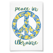Pacific peace sign quote onder Oekraïense vlag Foto Afdruk (Voorkant)
