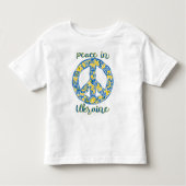 Pacific peace sign quote onder Oekraïense vlag Kinder Shirts (Voorkant)