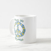 Pacific peace sign quote onder Oekraïense vlag Koffiemok (Voorkant links)