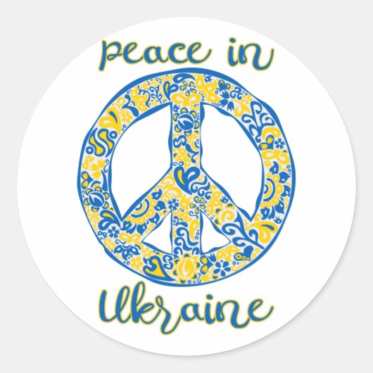 Pacific peace sign quote onder Oekraïense vlag Ronde Sticker (Voorkant)