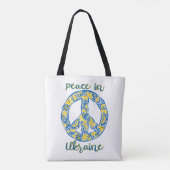 Pacific peace sign quote onder Oekraïense vlag Tote Bag (Achterkant)