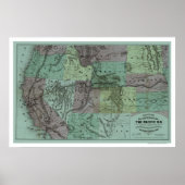 Pacific Railroad Map 1877 Poster (Voorkant)