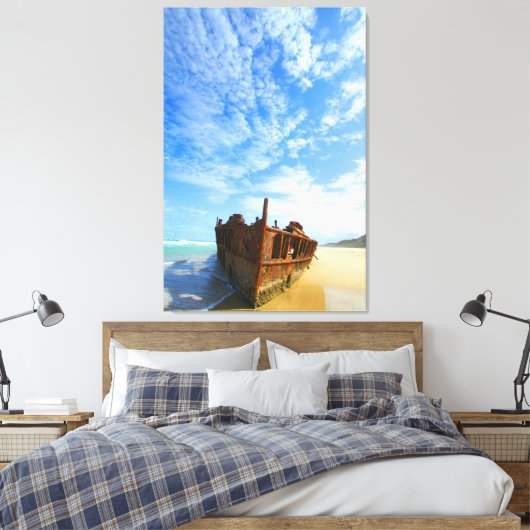 PACIFIC SCHIPBREUK 32x48 Canvas Afdruk (Insitu (Slaapkamer))