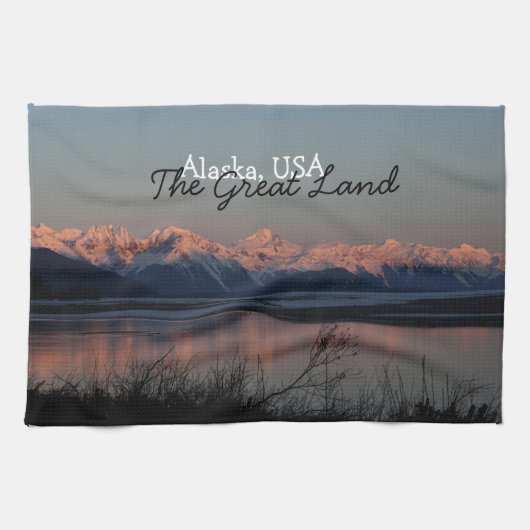 Pacific Sunset; Alaska Souvenir Theedoek (Horizontaal)