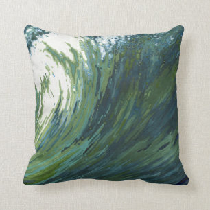 Pacific Wave Blue, Green & Grey Fabric Pillow Kussen