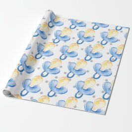 Pacifier Baby Boy Baby shower Blue Nursery Gift Cadeaupapier