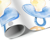 Pacifier Baby Boy Baby shower Blue Nursery Gift Cadeaupapier (Rol Hoek)