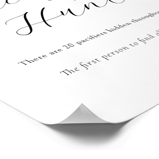 Pacifier Baby shower Game Sign Poster (Hoek)