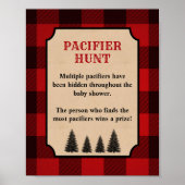 Pacifier Hunt Baby shower Game Sign Lumberjack Poster (Voorkant)