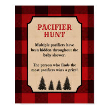 Pacifier Hunt Baby shower Game Sign Lumberjack