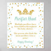Pacifier Hunt Baby shower Game Sign Royal Mint Poster (Voorkant)