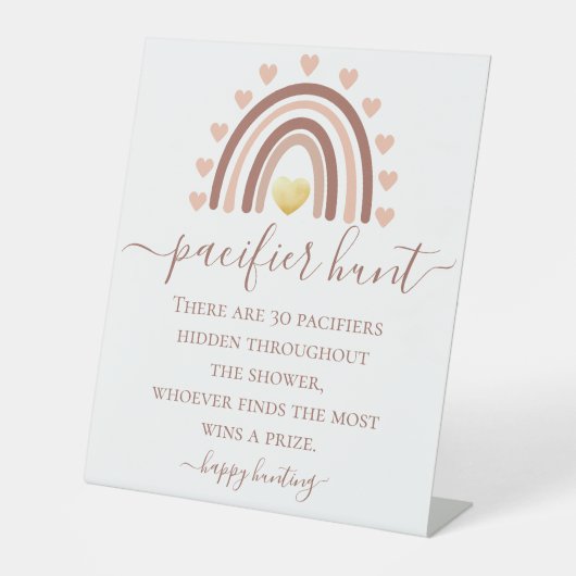 Pacifier Hunt Baby shower Reclamebord Met Voetstuk (Voorkant)