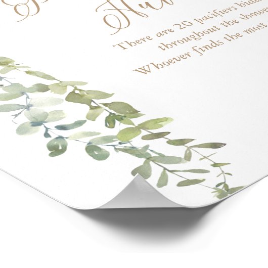 Pacifier Hunt Blue Balloon Boy Baby shower Poster (Hoek)