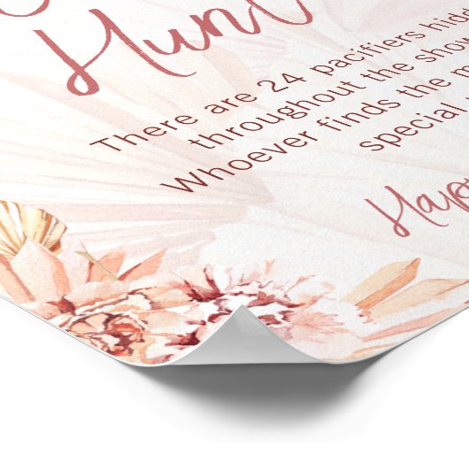 Pacifier Hunt Boho Bohemian Baby shower Sprinkle Poster (Hoek)