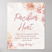 Pacifier Hunt Boho Bohemian Baby shower Sprinkle Poster (Voorkant)