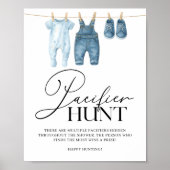 Pacifier Hunt Denim Blue Jean Baby Shower Poster (Voorkant)