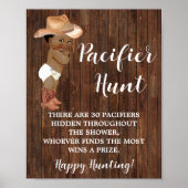 Pacifier Hunt Game AA Cowboy Baby shower Sign Poster (Voorkant)