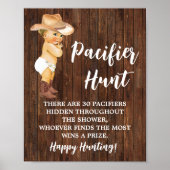 Pacifier Hunt Game Little Cowboy Baby shower Sign. Poster (Voorkant)