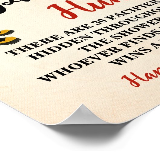 Pacifier Hunt Game Little Firefighter Baby shower Poster (Hoek)