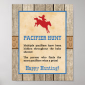 Pacifier Hunt Game Sign Cowboy Westerne Shower Poster (Voorkant)