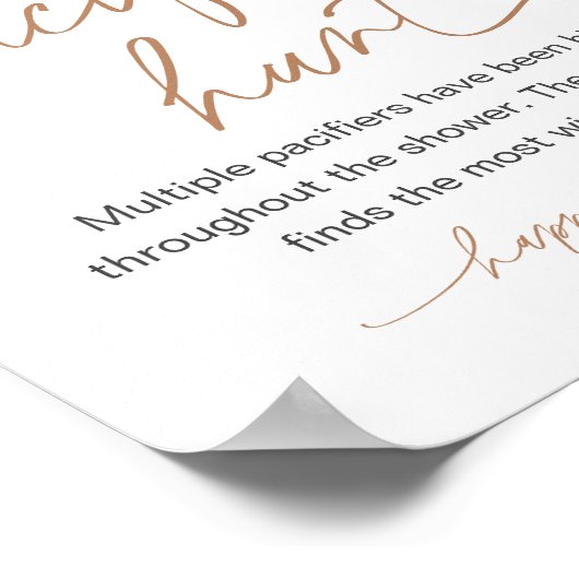 Pacifier Hunt Game Twinkle Little Baby shower Sign Poster (Hoek)