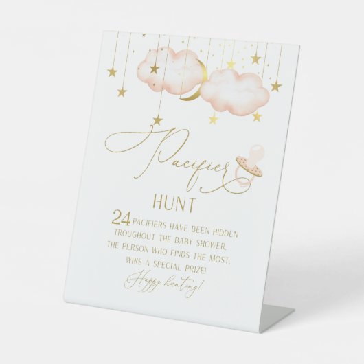 Pacifier Hunt Game, Twinkle Little Star Reclamebord Met Voetstuk (Voorkant)