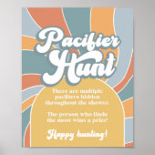 Pacifier Hunt Groovy Retro Sunshine Baby shower Poster (Voorkant)