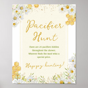 Pacifier Hunt Honeybee mama to bee Baby shower Poster