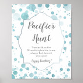 Pacifier Hunt Sign. Cute Blue Stippen Boy Baby sho Poster (Voorkant)