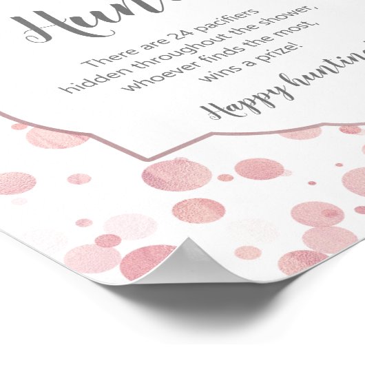 "Pacifier Hunt" Sign, Polka Dots Baby shower Poster (Hoek)