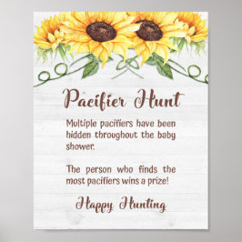 PACIFIER HUNT Sunflower Baby shower Game Sign Poster
