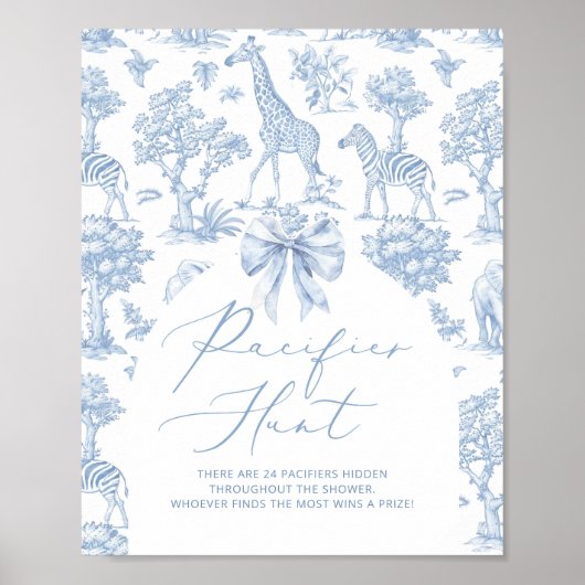 Pacifier Hunt Toile de Jouy Safari animals Poster (Voorkant)