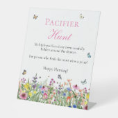 Pacifier Hunt | Wilde bloemen en vlinders Reclamebord Met Voetstuk (Voorkant)