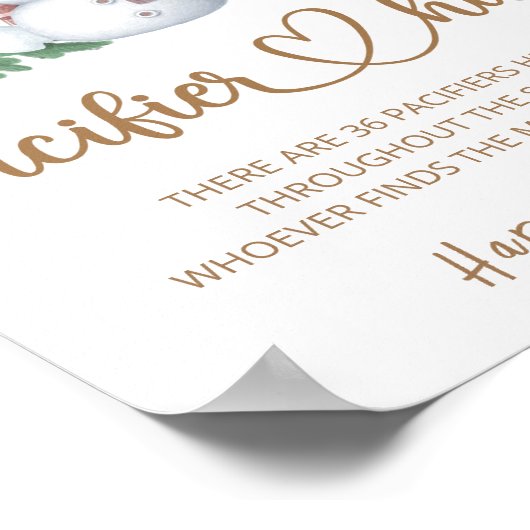 Pacifier jaag op winterbaby shower poster (Hoek)