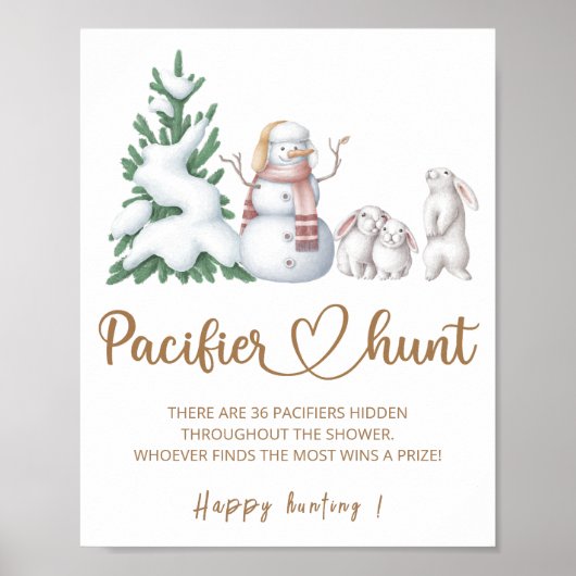 Pacifier jaag op winterbaby shower poster (Voorkant)