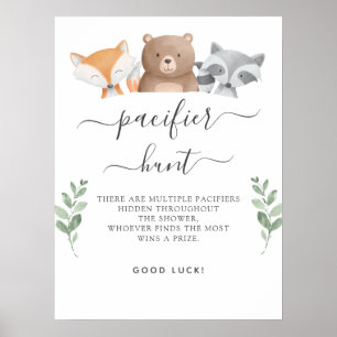 Pacifier Jacht Baby Shower Spel Bosdieren Poster