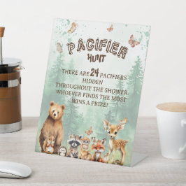 Pacifier jacht bosdieren baby shower spel reclamebord met voetstuk