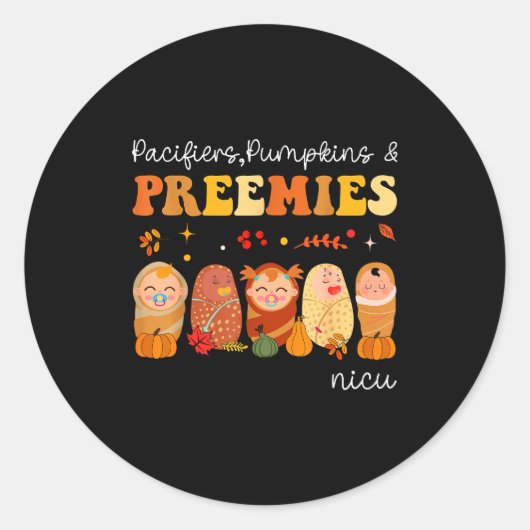 Pacifiers Pumpkins &amp; Preemies Neonatal Nicu Nu Ronde Sticker (Voorkant)