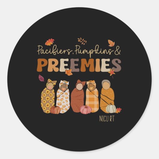 Pacifiers Pumpkins Preemies Nicu RT Herfst Thanksg Ronde Sticker (Voorkant)