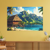 Pacifisch eiland landschap 002 canvas afdruk (Insitu (Woonkamer))