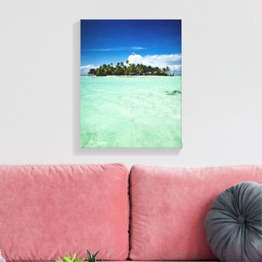 Pacifisch eiland met palmbomen canvas (Insitu (Woonkamer))