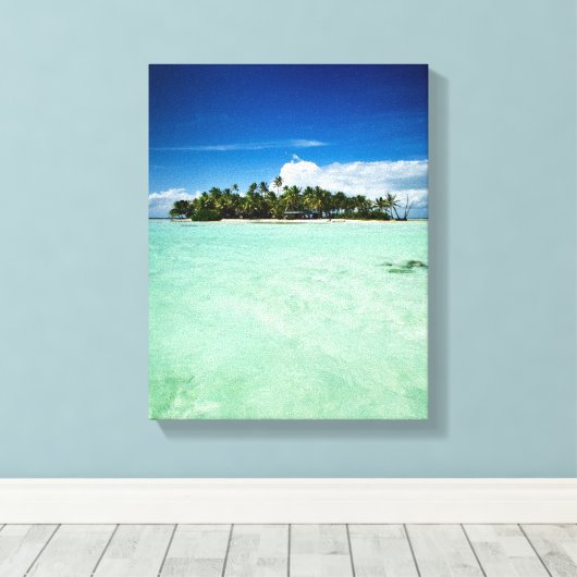 Pacifisch eiland met palmbomen canvas afdruk (Insitu (Houten vloer))