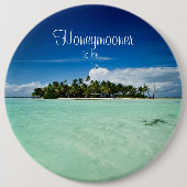 Pacifisch eiland met palmbomen honingmaknop ronde button 6,0 cm (Voorkant)