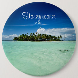 Pacifisch eiland met palmbomen honingmaknop ronde button 6,0 cm