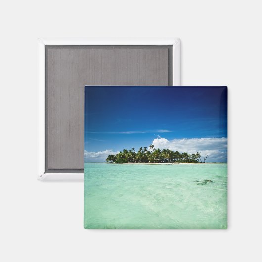 Pacifisch eiland met palmbomen magneet (Voorkant / Achterkant)