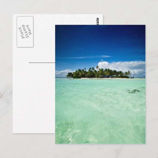 Pacifisch eiland met palmbomen portret briefkaart (Voorkant / Achterkant)