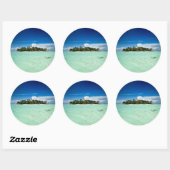 Pacifisch eiland met palmbomen rond de sticker (Vel)