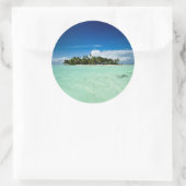 Pacifisch eiland met palmbomen rond de sticker (Tas)