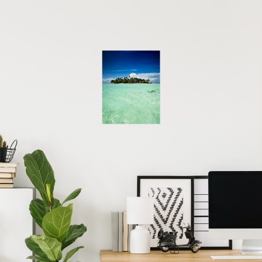 Pacifisch eiland met poster palmbomen (Thuiskantoor)